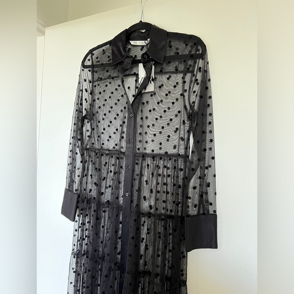 NWT Zara polkadot tulle maxi vest dress size XS - Picture 2 of 4